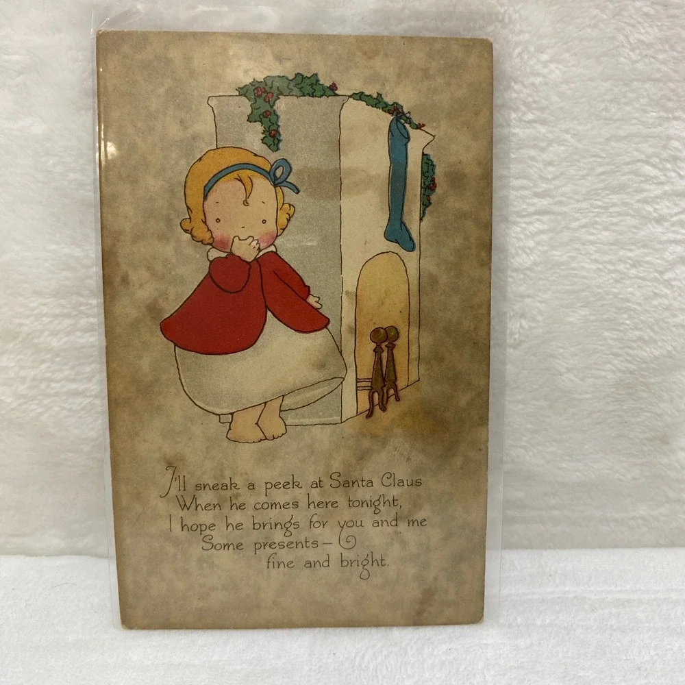 1919 Antique Postcard‎ Christmas Greeting Dear Cousin Ruth  Protective Sleeve